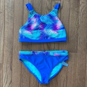 NWT Girls two piece reversible bikini